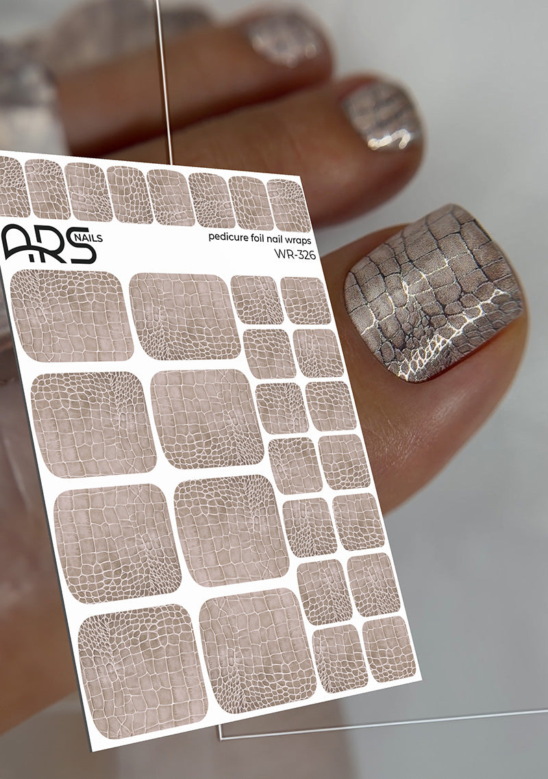 Pedicure Python beige. Colored Foil. Nail wraps WR-326