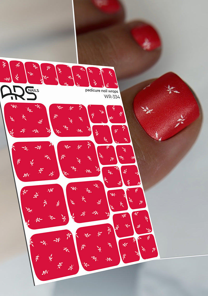 Pedicure White twigs. Nail wraps WR-334