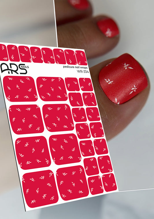 Pedicure White twigs. Nail wraps WR-334