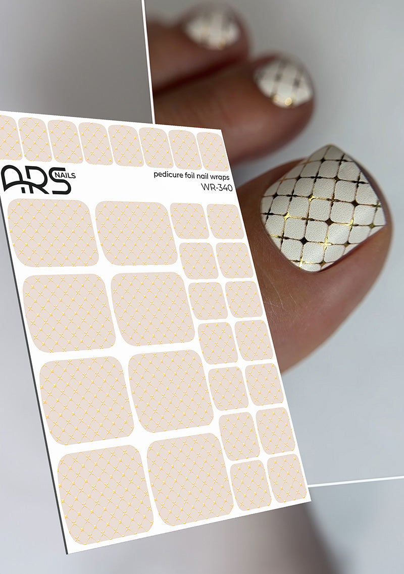 Pedicure Ornament mesh. Gold Foil. Nail wraps WR-340