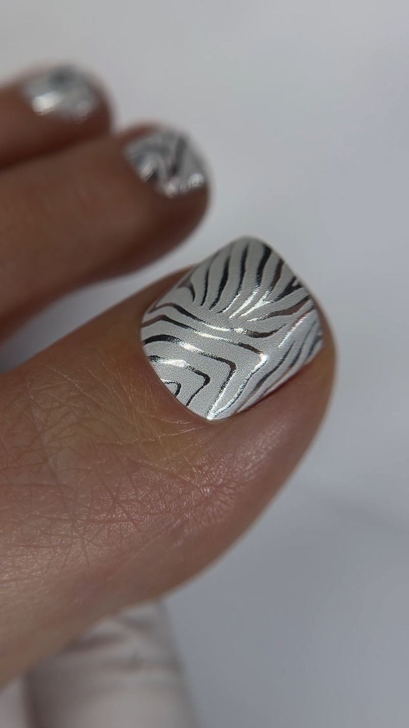 Pedicure Zebra gray. Colored Foil. Nail wraps WR-343