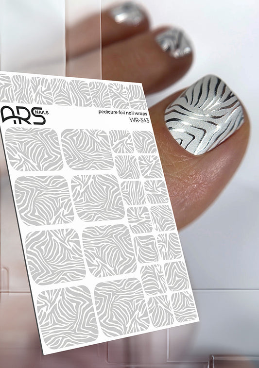 Pedicure Zebra gray. Colored Foil. Nail wraps WR-343