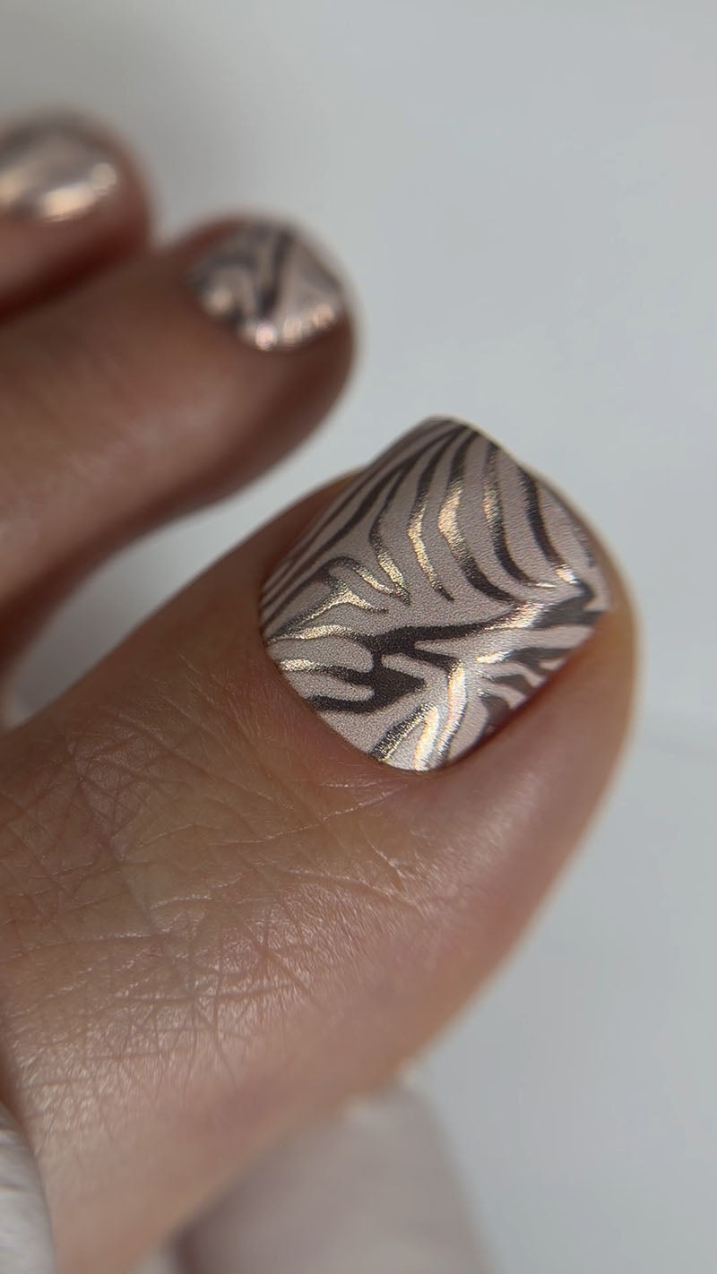Pedicure Zebra brown. Colored Foil. Nail wraps WR-345