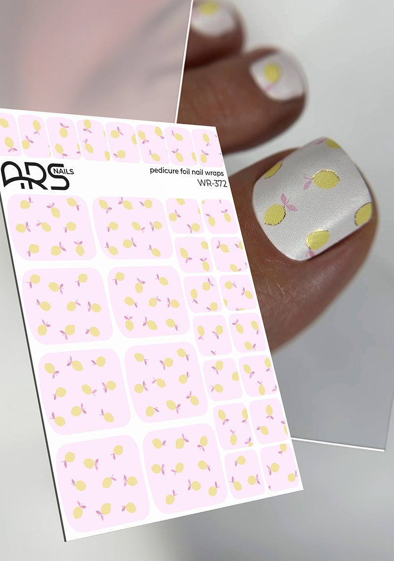 Pedicure Lemons. Gold Foil. Nail wraps WR-372