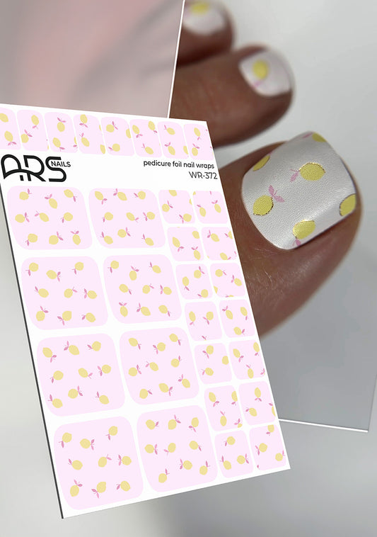 Pedicure Lemons. Gold Foil. Nail wraps WR-372