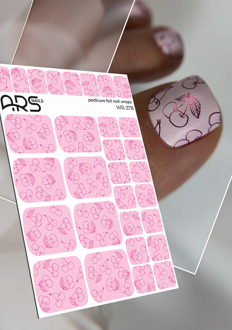 Pedicure Cherry. Colored Foil. Nail wraps WR-378