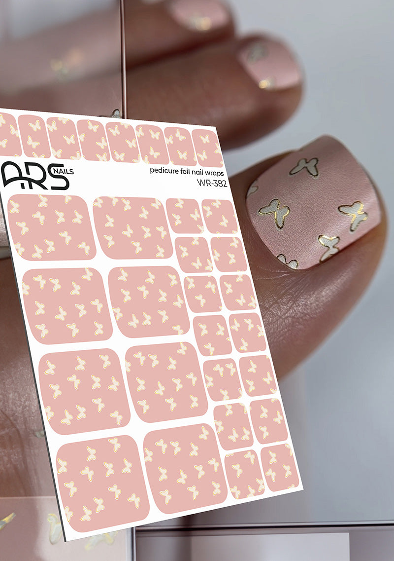 Pedicure Butterflies. Gold Foil. Nail wraps WR-382