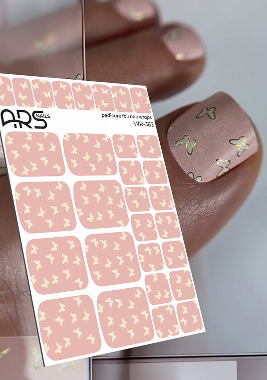 Pedicure Butterflies. Gold Foil. Nail wraps WR-382