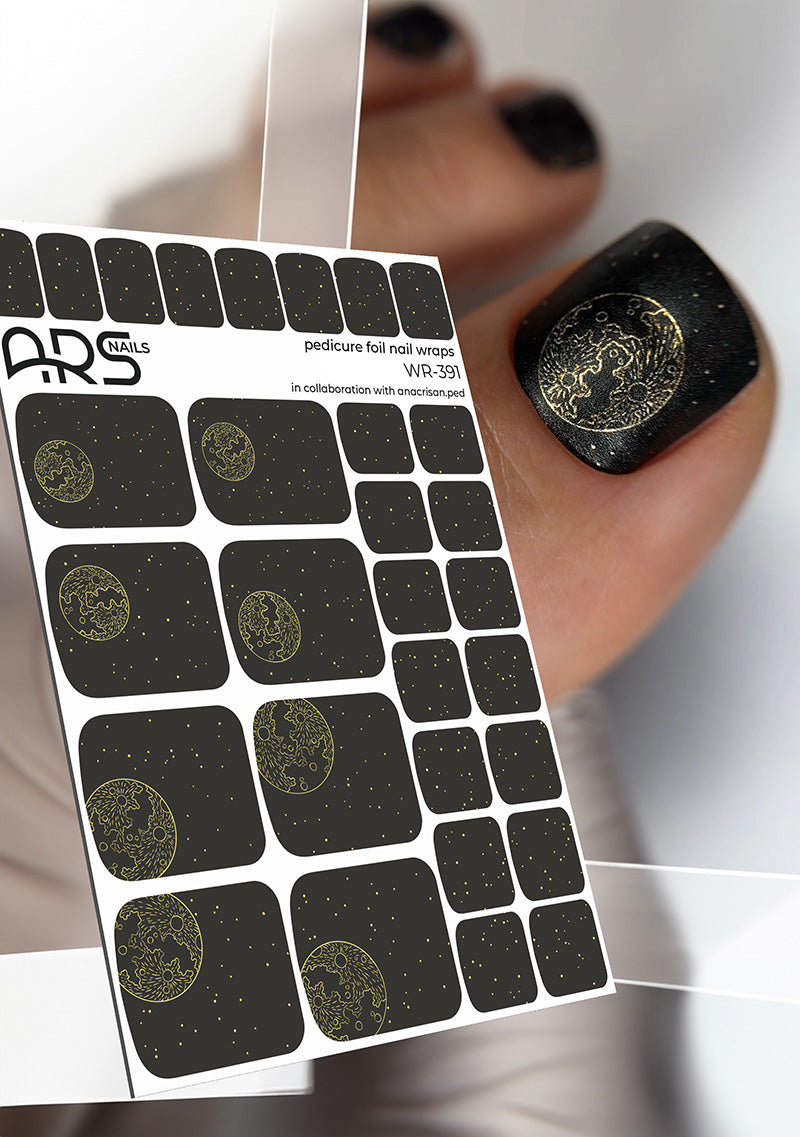 Pedicure Moon. Gold Foil. Nail wraps WR-391