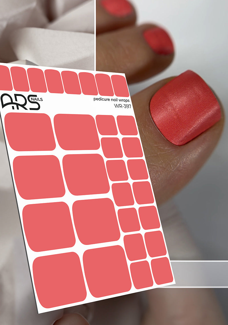 Pedicure Coral. Nail wraps WR-397