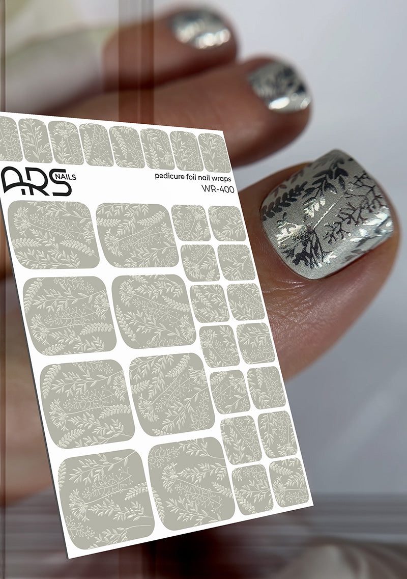 Pedicure Flowers beige. Colored Foil. Nail wraps WR-400