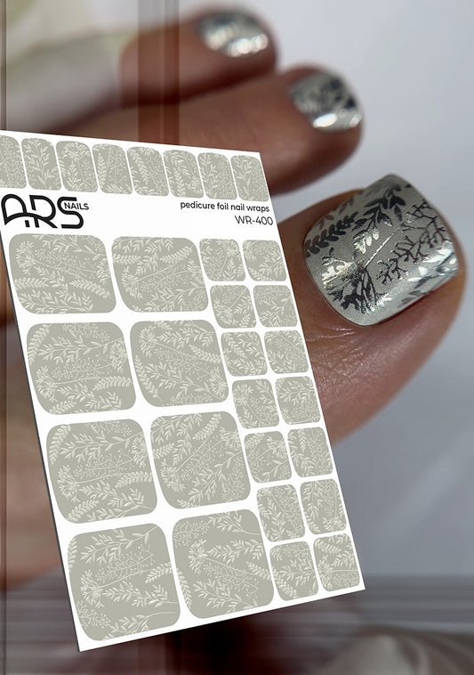 Pedicure Flowers beige. Colored Foil. Nail wraps WR-400