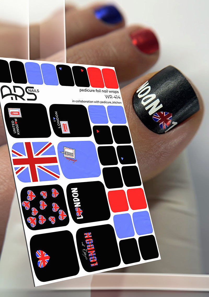 Pedicure London. Color Foil. Nail wraps WR-414