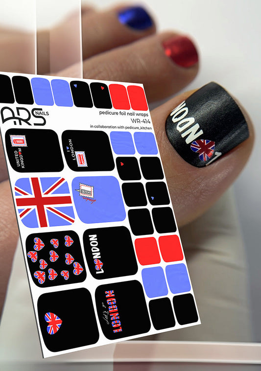 Pedicure London. Color Foil. Nail wraps WR-414