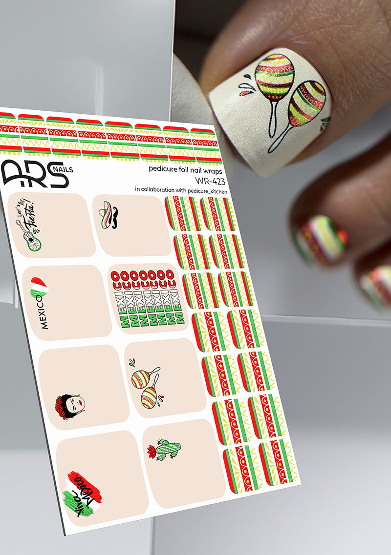 Pedicure Mexico. Color Foil. Nail wraps WR-423