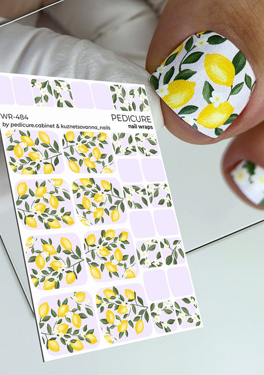 Pedicure Lemons. Nail wraps WR-484