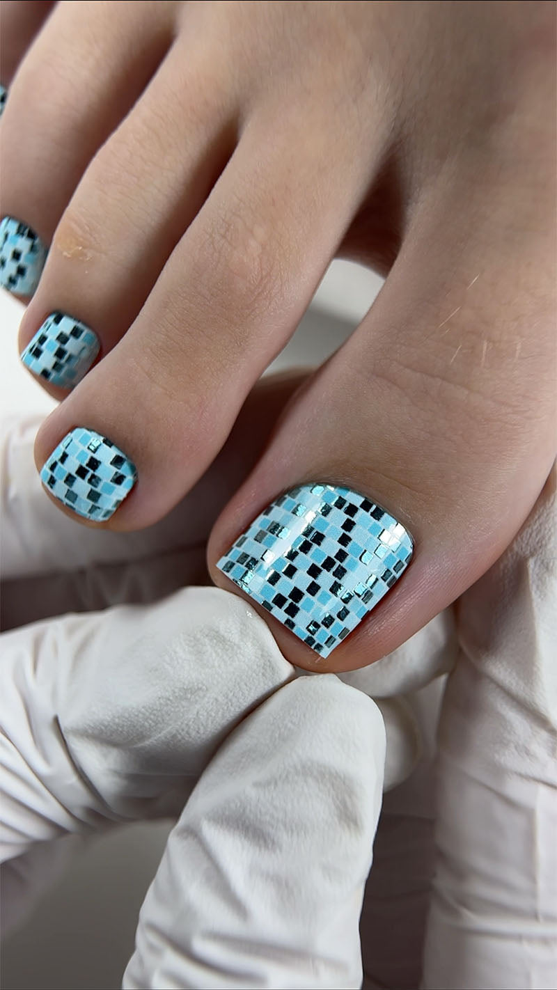 Pedicure Disco Ball. Tiffany. Colored Foil. Nail wraps WR-494