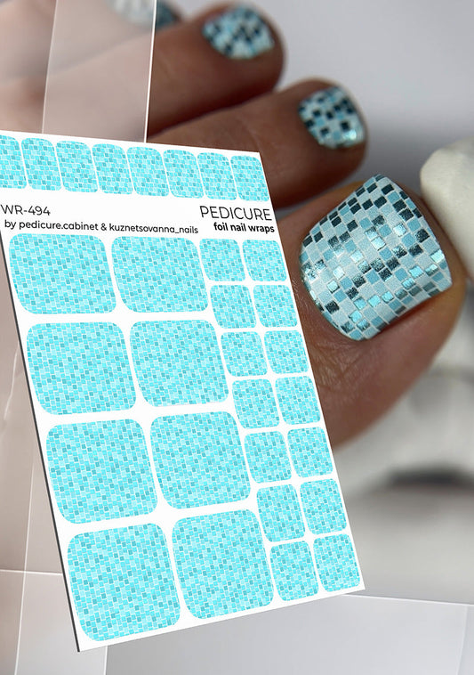 Pedicure Disco Ball. Tiffany. Colored Foil. Nail wraps WR-494