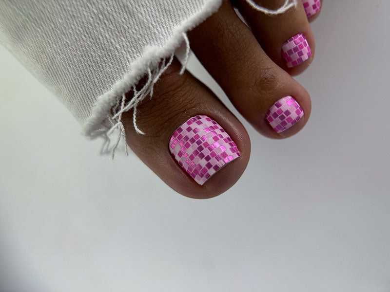 Pedicure Disco Ball. Pink. Colored Foil. Nail wraps WR-496