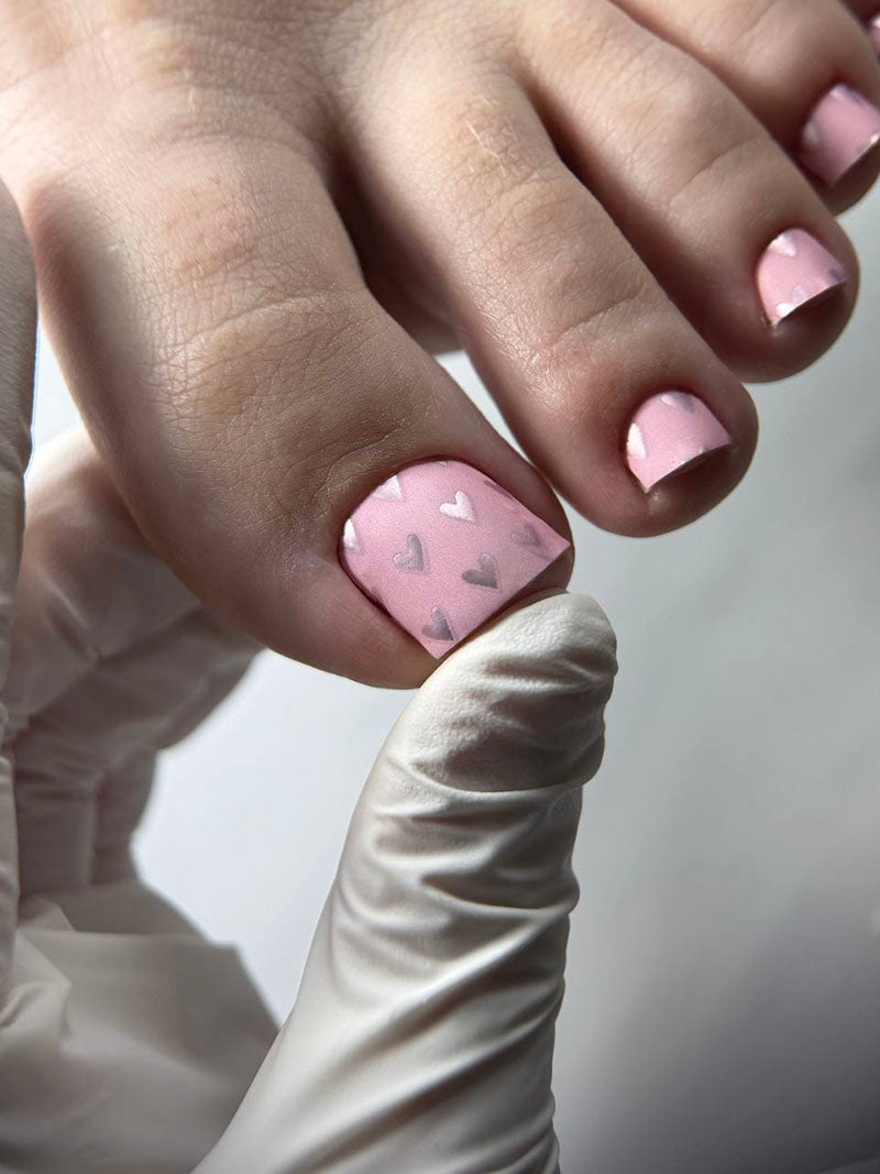Pedicure Hearts. Pink. Colored Foil. Nail wraps WR-498