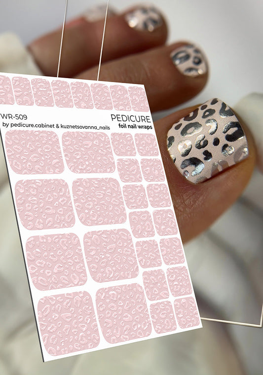 Pedicure Leo. Beige. Colored Foil. Nail wraps WR-509