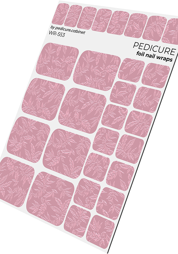 Pedicure Pink Leaves. Colored Foil. Nail wraps WR-553