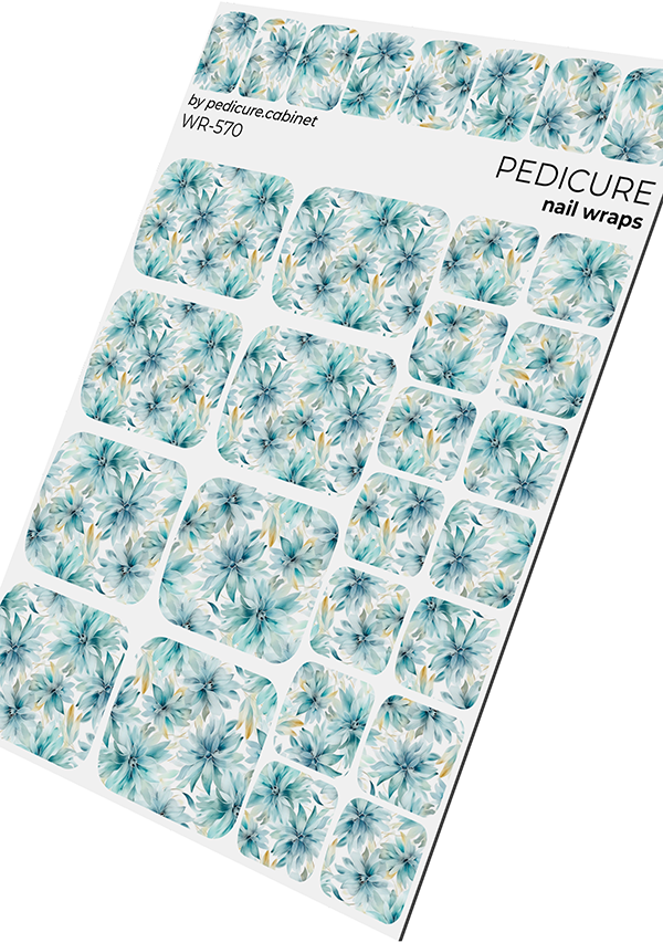 Pedicure Flowers. Blue. Nail wraps WR-570