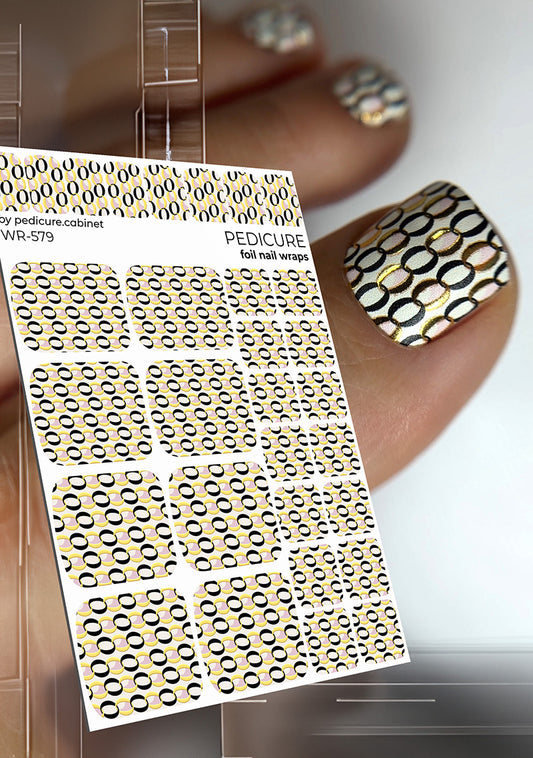 Pedicure Chains. Gold Foil. Nail wraps WR-579