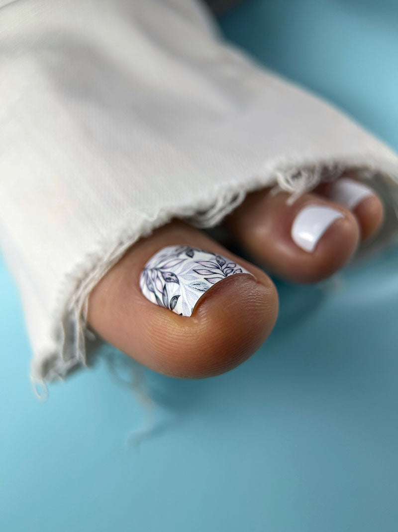 Pedicure Twigs. Silver Foil. Nail wraps WR-586
