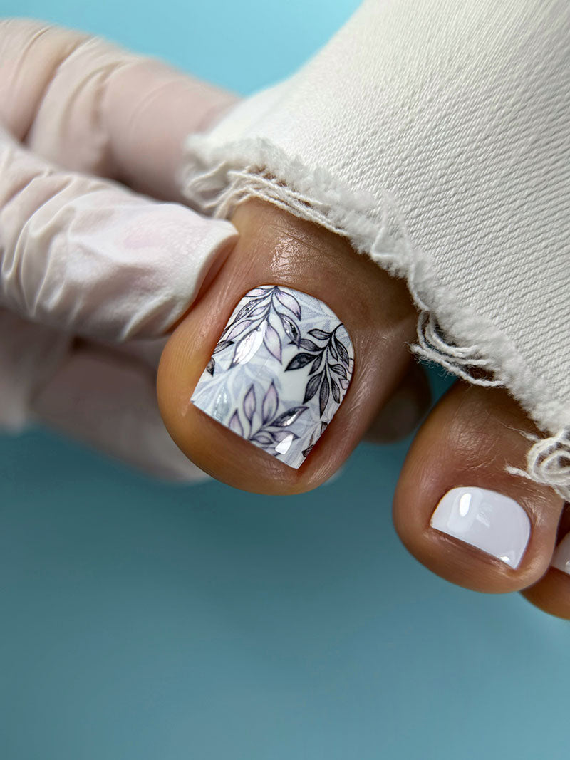 Pedicure Twigs. Silver Foil. Nail wraps WR-586