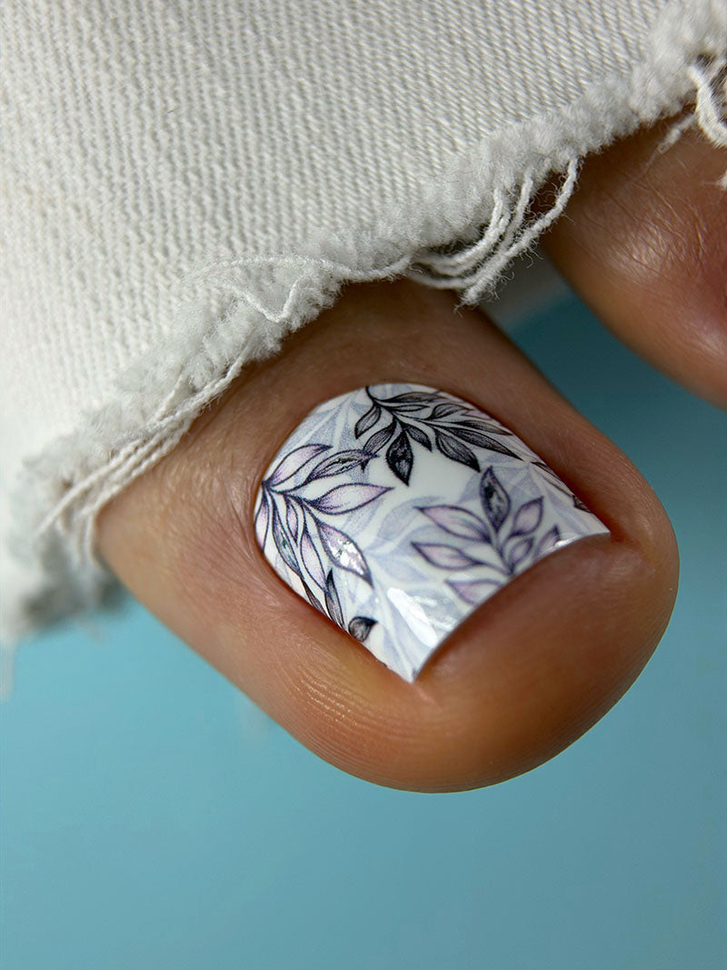 Pedicure Twigs. Silver Foil. Nail wraps WR-586