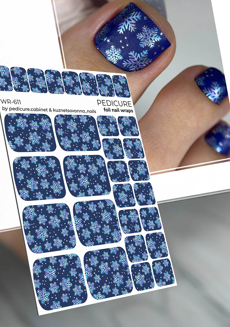 Pedicure Snowflakes. Color Foil. Nail wrap WR-611