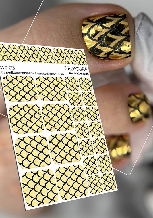 Pedicure Snake large. Foil gold. Nail wrap WR-613