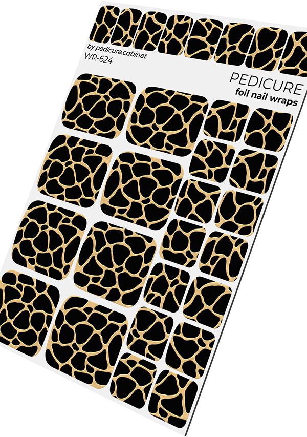 Pedicure Giraffe. Colored Foil (Bronze). Nail wraps WR-624