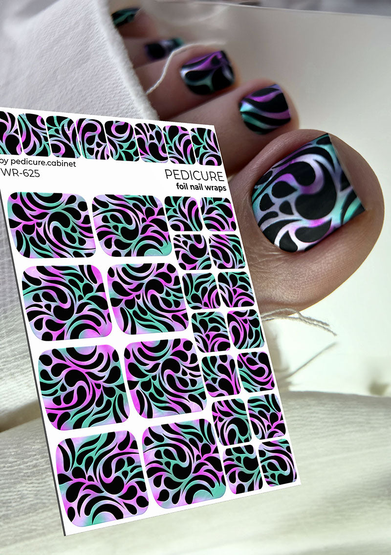 Pedicure Ornament. Colored Foil. Nail wraps WR-625