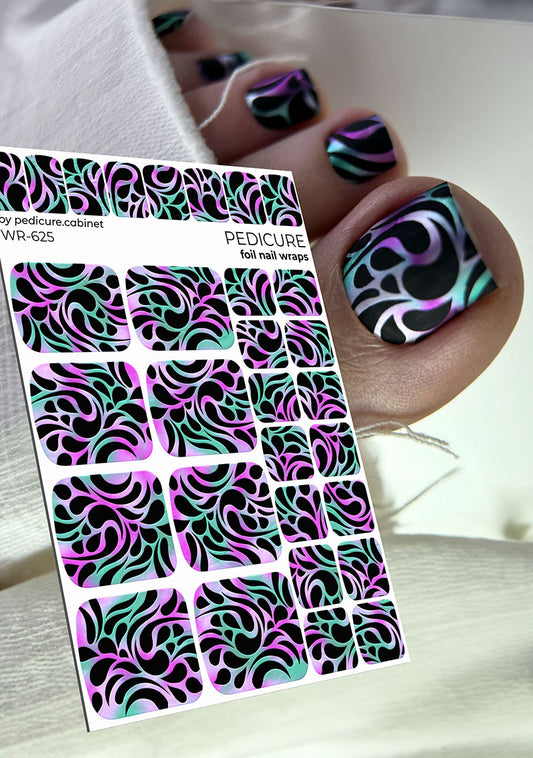 Pedicure Ornament. Colored Foil. Nail wraps WR-625