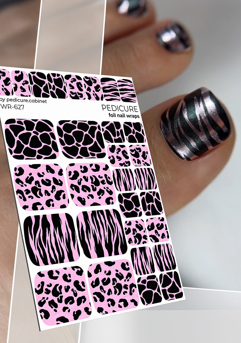 Pedicure Mix Animal. Colored Foil (Pink). Nail wraps WR-627