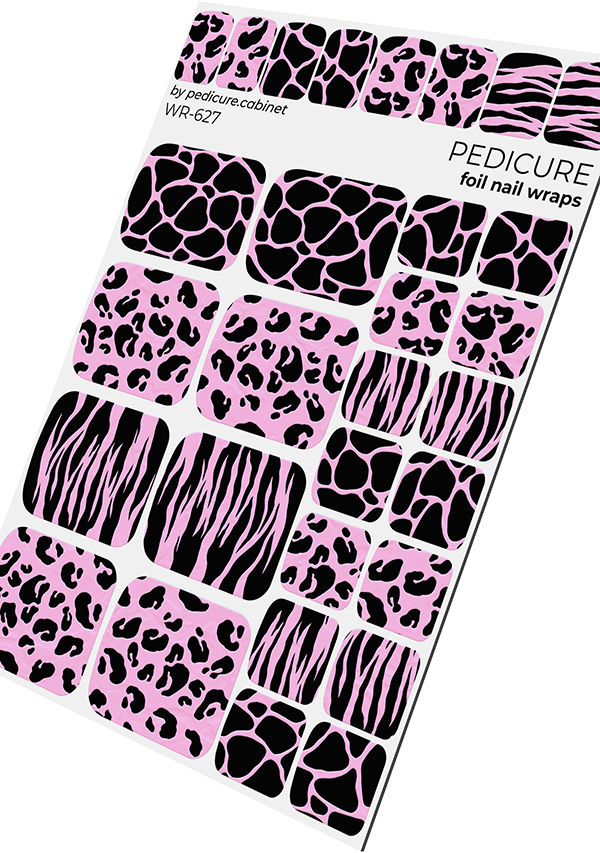 Pedicure Mix Animal. Colored Foil (Pink). Nail wraps WR-627