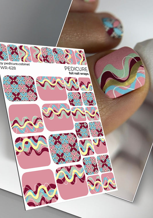 Pedicure Waves. Colored Foil (Bronze). Nail wraps WR-628