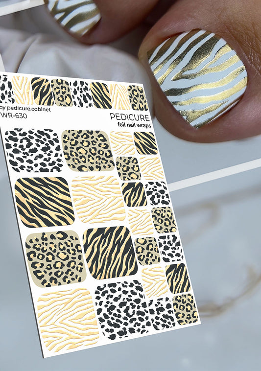 Pedicure Mix Animal. Colored Foil (Bronze). Nail wraps WR-630