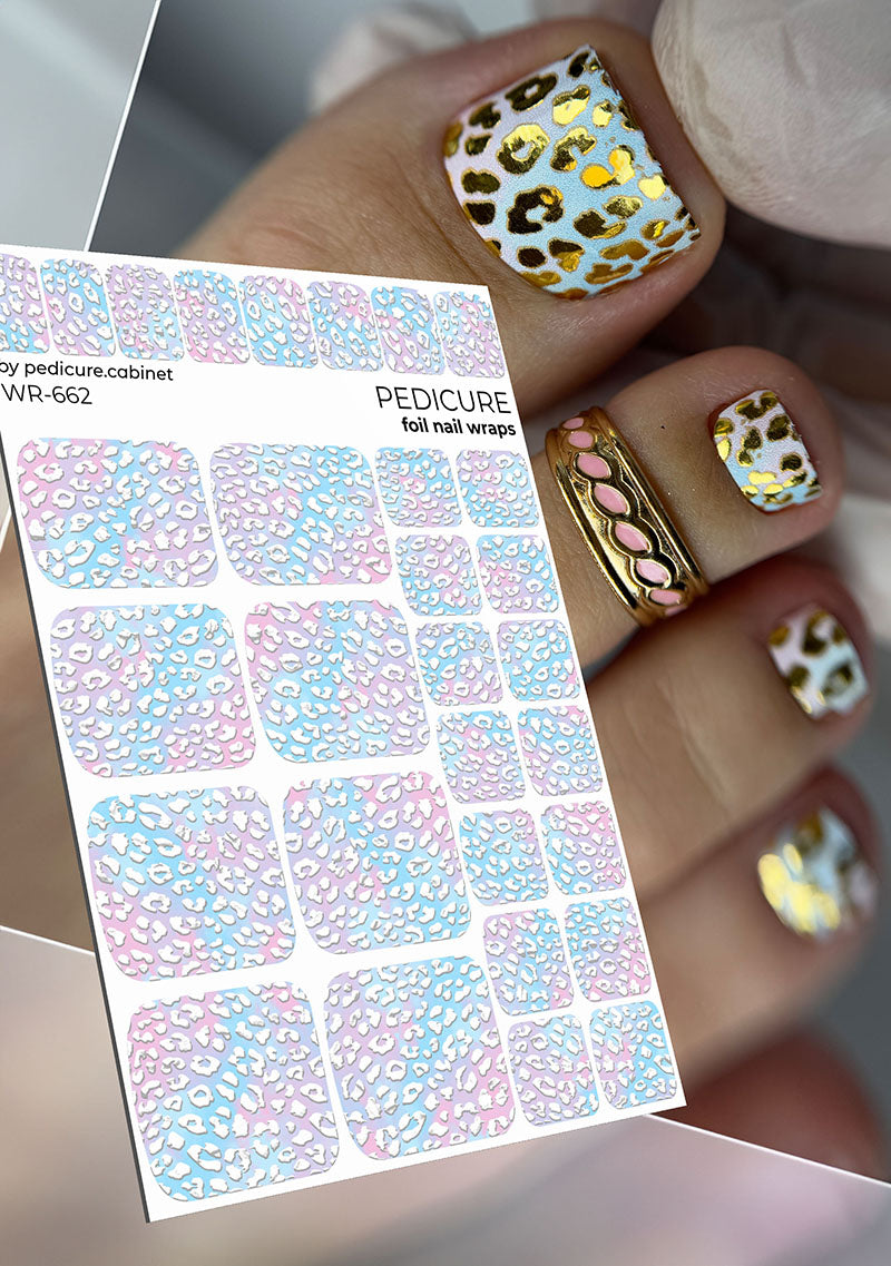 Pedicure Leo. Silver Foil. Nail wraps WR-662