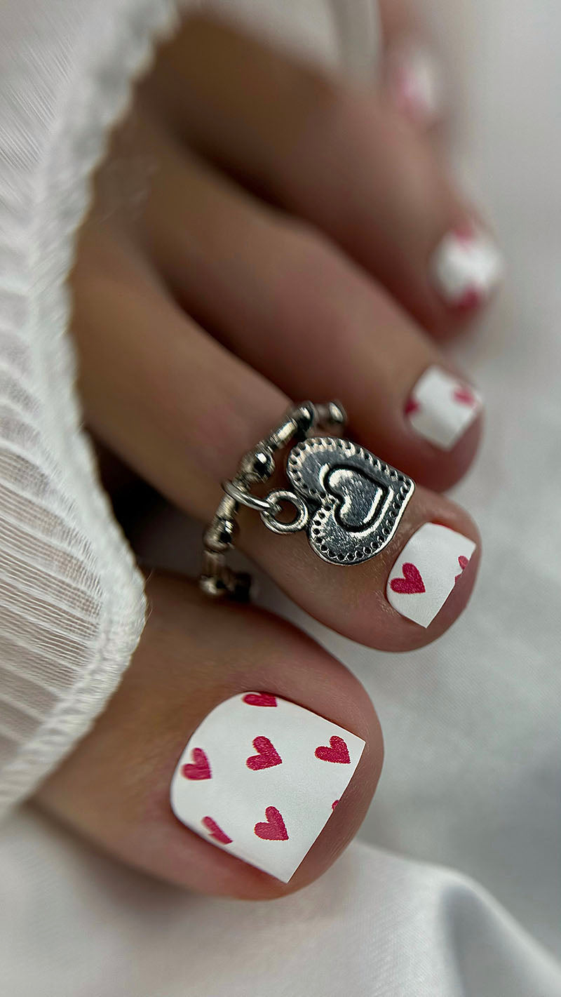 Pedicure Red Hearts. Nail wrap WR-681