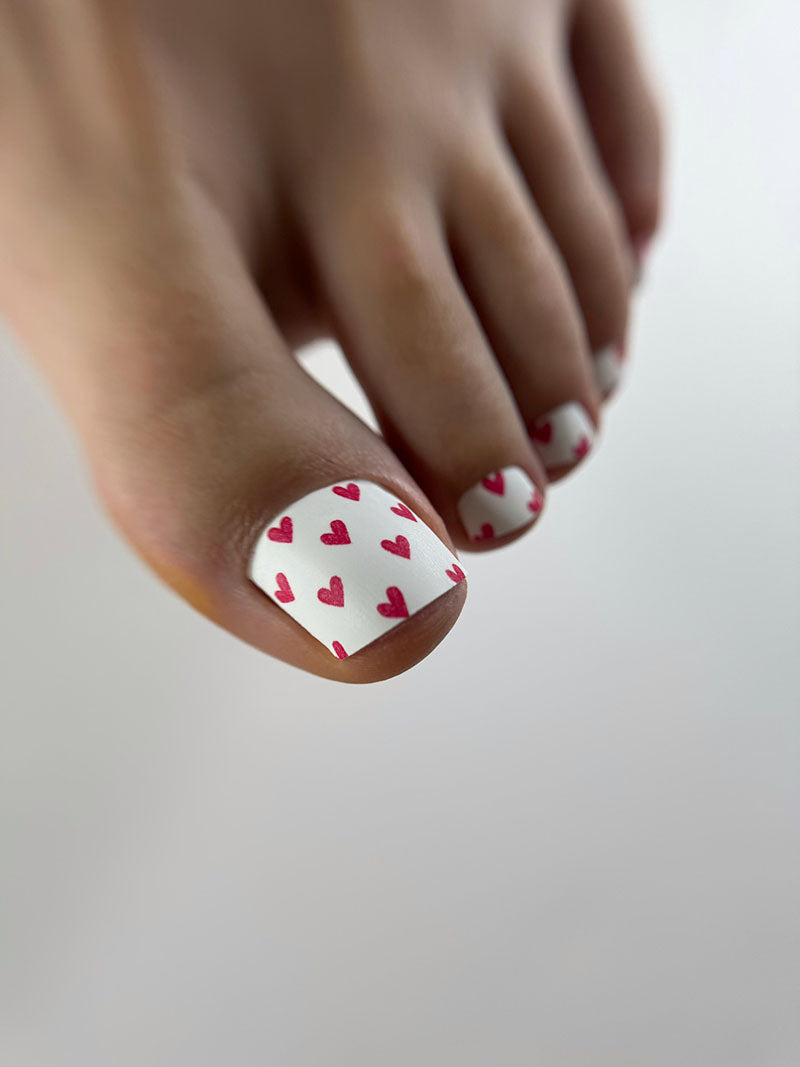 Pedicure Red Hearts. Nail wrap WR-681