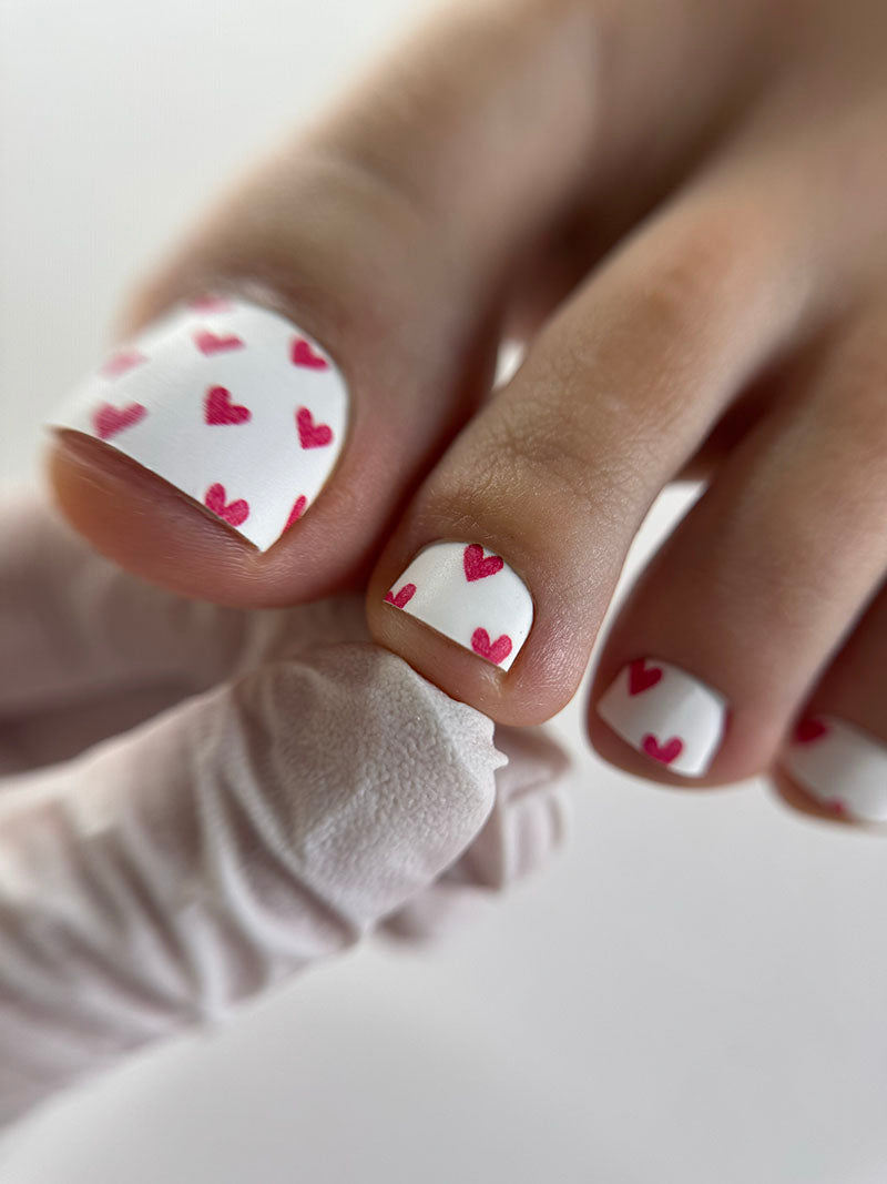 Pedicure Red Hearts. Nail wrap WR-681