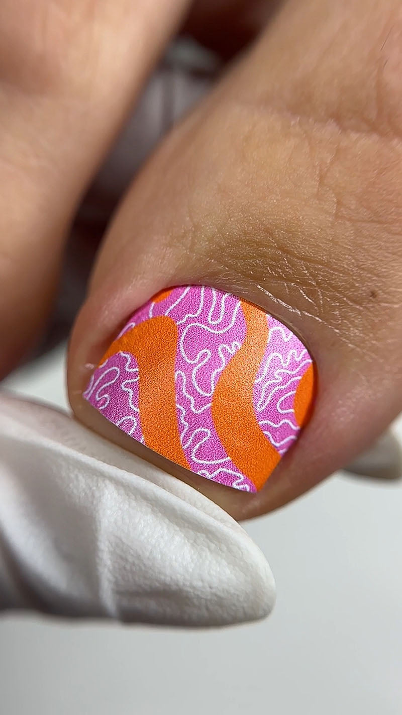 Pedicure Orange Waves. Nail wrap WR-685