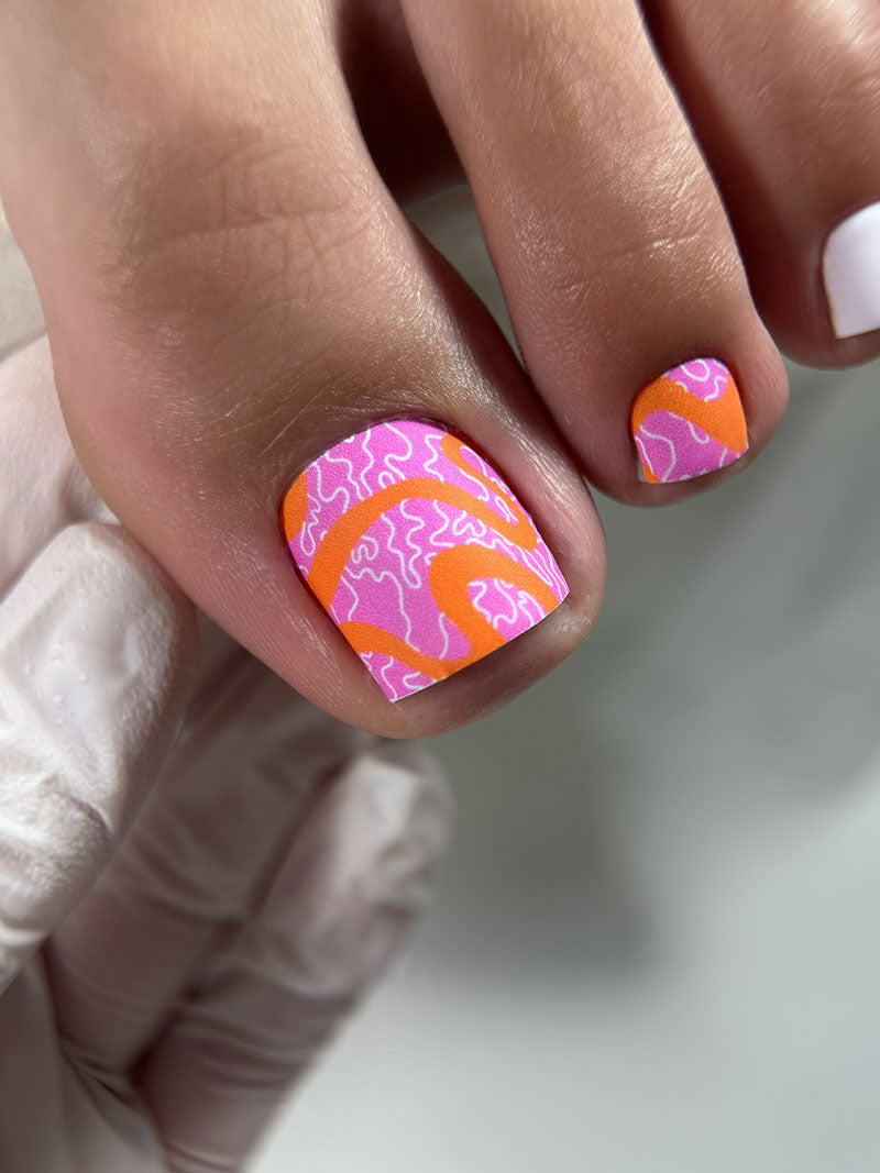 Pedicure Orange Waves. Nail wrap WR-685