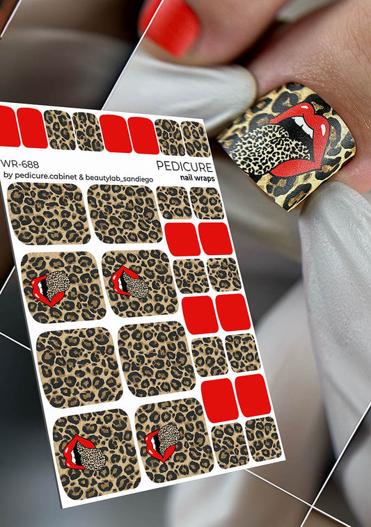 Pedicure Lips. Leopard Tongue. Nail wrap WR-688