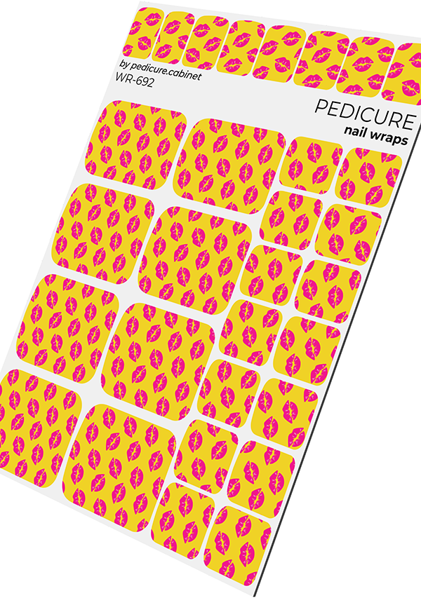 Pedicure Lips on Yellow Background. Nail wrap WR-692