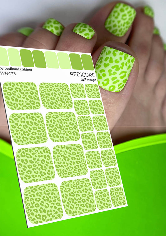 Pedicure Green Leo. Nail wrap WR-715