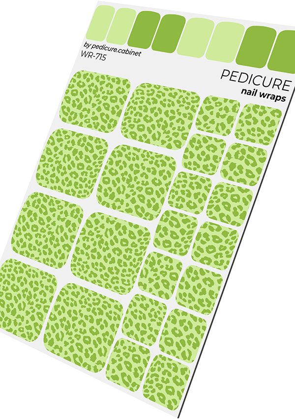 Pedicure Green Leo. Nail wrap WR-715